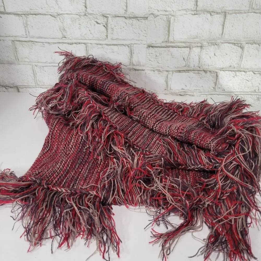 Cute red and purple fringe infinity scarf